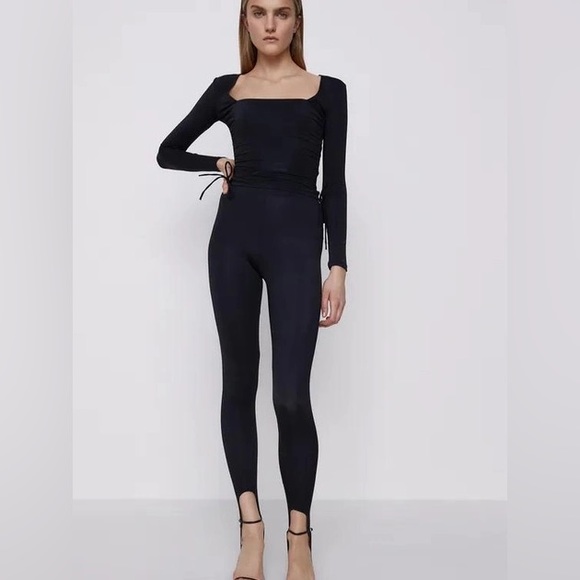 Zara‎ Ruched Square - Neck Long sleeve Top - Picture 7 of 11